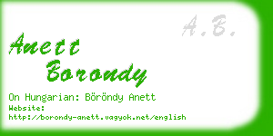 anett borondy business card